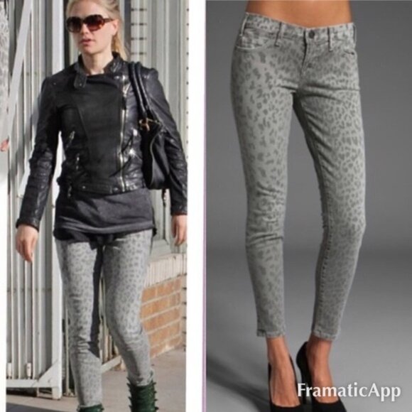 Current Elliot The Stiletto Grey Leopard Jeans - Picture 8 of 8